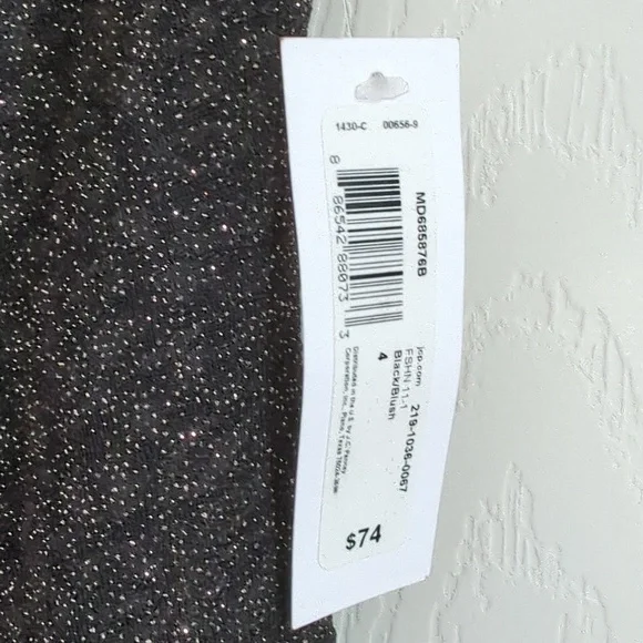 Premier Amour Black Blush Glitter Cocktail Dress Off The Shoulder Sz 4 - Picture 4 of 10